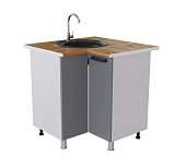 Шкаф нижний угловая мойка УМП кухня Кампео без столешницы (Белый/Кофе-софт) 