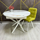 Стол обеденный раздвижной Арчи (Мрамор 691/Опоры белые)