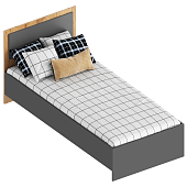 Кровать Стил 0.9 с настилом (Темно-серый лофт/Дуб золотистый)