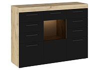 Комод Бастон (Дуб вотан/Черный глянец)