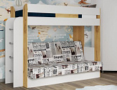 Кровать Колибри с диваном (Белый/Дуб крафт золотой/Буквы)