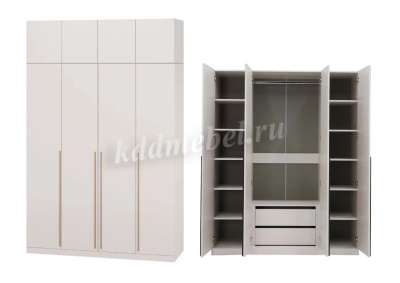 Шкаф распашной Николь-24 4-х створчатый с антресолью (Кашемир/Сатиновое золото)