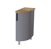 Шкаф нижний радиусный закрытый правый ЗУРРП кухня Кампео без столешницы (Белый/Кофе-софт) 