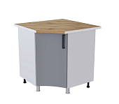 Шкаф нижний угловой радиусный УРР кухня Кампео без столешницы (Белый/Кофе-софт)