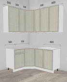 Кухня угловая Орлеан 1,357*1,657 МДФ (Кантри Милк) Мрамор Лацио