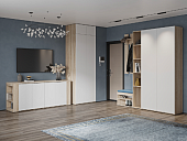 Стол-комод Левый (Дуб сонома светлый/Белый)