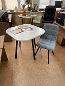 Стол обеденный DТ-804 (Белый мрамор/Каркас черный)