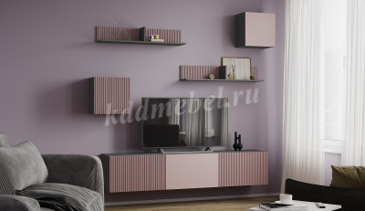 Шкаф навесной Сириния (Серый графит/Пудра)