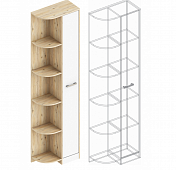 Шкаф-стеллаж Милана правый (Гаскон пайн/Белый лофт)